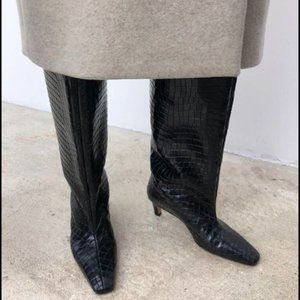 Toteme Wide Shaft Boots Croc Leather